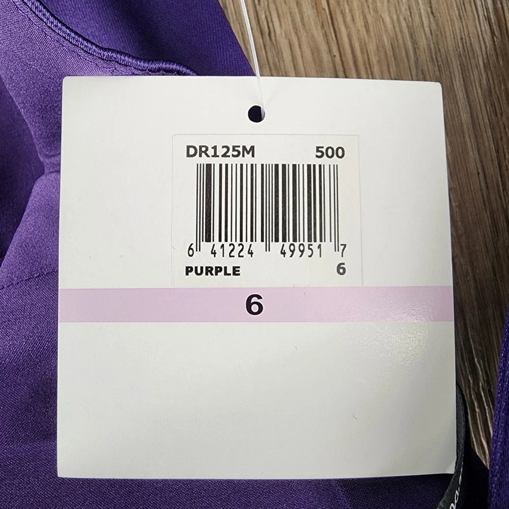 Donna Morgan Purple Satin Ruched Pleated Cocktail Dress DR125M Size 6 NEW